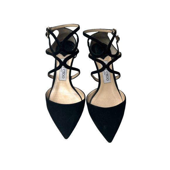 Jimmy Choo Black Suede Kitten Heels Sz37 - Picture 4 of 6